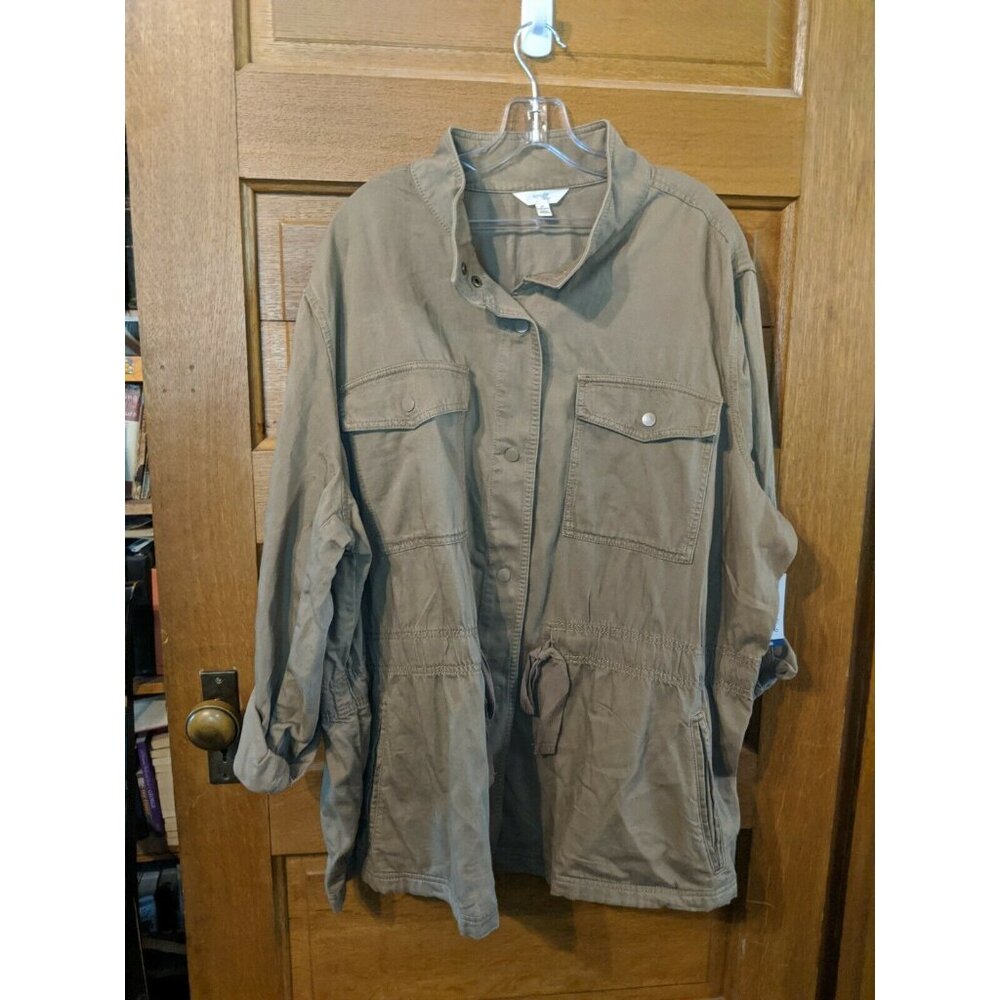 Terra & Sky Plus Size 0X Brown Light Weight Snap Utility Jacket 14W